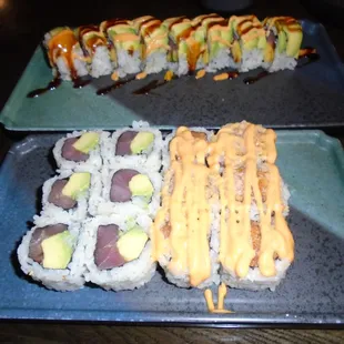 My selection of 3 tuna based sushi rolls off the regular menu.