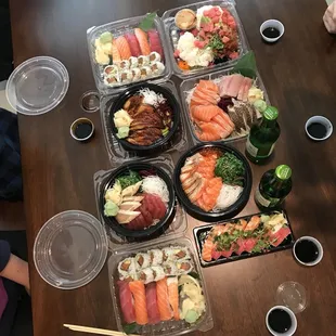 sashimi, sushi, sushi and sashimi, food
