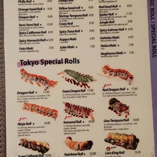 menu, sushi and sashimi
