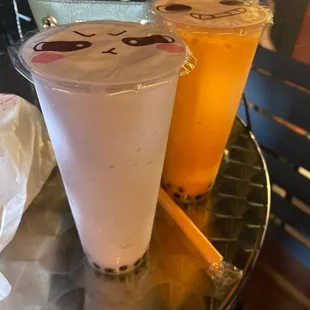 Taro and Thai Tea slushy