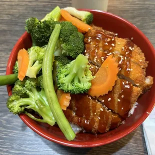 Regular bowl with chicken katsu x2 and steamed veggies