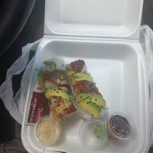 This is what you get for 13.13 . The saddest eel roll ever. Could not eat.