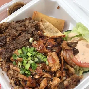 a takeout container of food