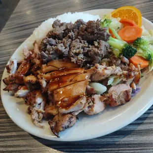 Chicken and beef lunch special