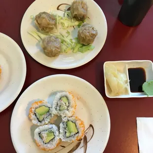 California roll and Shu Mai
