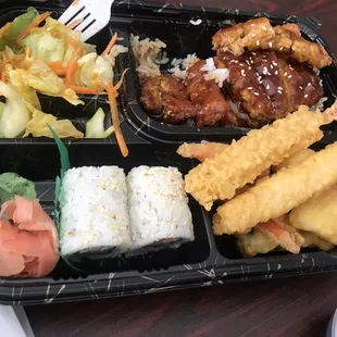 Chicken Katsu (cutlet) and tempura bento box