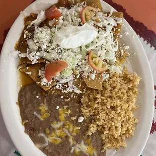 Chilequiles (flavorful and medium spicy)