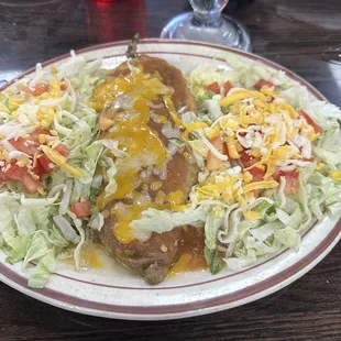 Shredded beef Chile Relleno &amp; salad