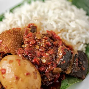 Ofada &amp; rice meal