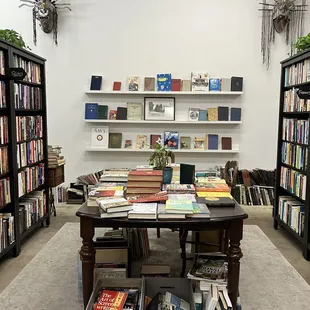 a table with books on it