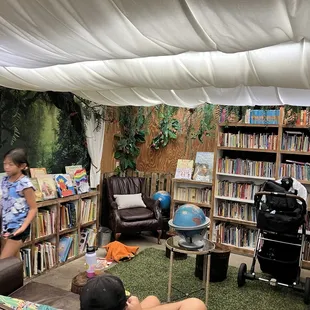 two children in a library