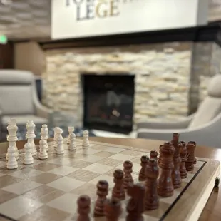 Chess board in one of the tables