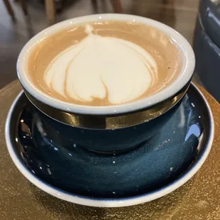 a cup of coffee on a saucer