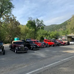 a row of classic cars