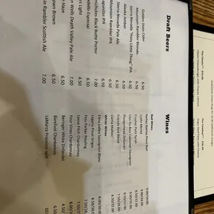 menu