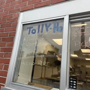 a window with a sign on it