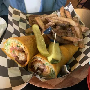 BBQ Chicken wrap with fries
