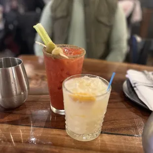 Bloody Mary and creamsicle drinks at brunch