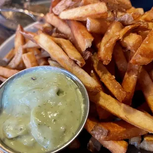 Duck fat frites with basil aioli