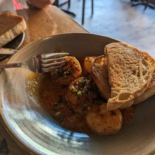 Grilled, sauced shrimp, as starter, delicious, $22