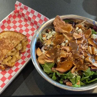 Pick 2: Bacon mac + chee melt and apple pecan salad