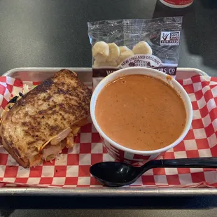 1/2 a Buffalo chicken melt and a cup of creamy tomato soup. Lunch done right!