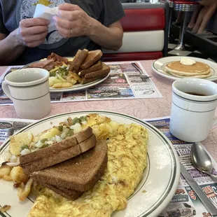 Western omelette, added cheddar. The Big One.