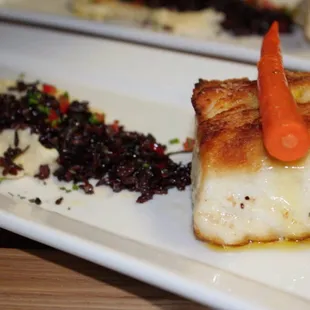 Chilean Sea Bass with Forbidden Rice and Parsnip Purée