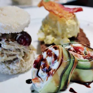 We enjoyed playing on traditional tea sandwiches for a decadent baby shower.