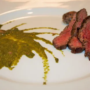 Pepper Seared Flank Steak w/ Chimichurri