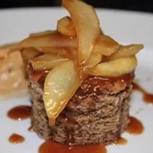 AZ Date Cake with Caramel Pears and Salted Caramel Gelato is a Fall Favorite.