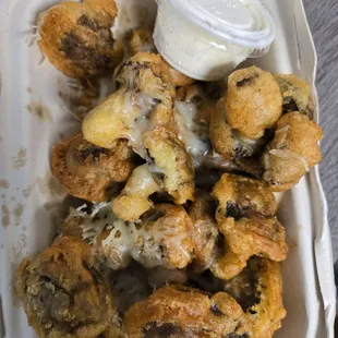 Fried mushrooms with parmesean