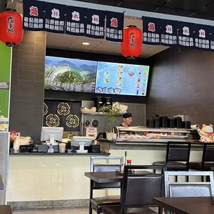 interior, sushi and sashimi