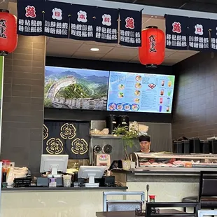 interior, sushi and sashimi