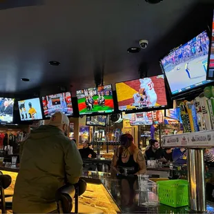 the bar and televisions