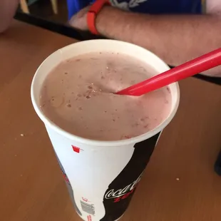 Strawberry milk shake. Best I've had in a while.