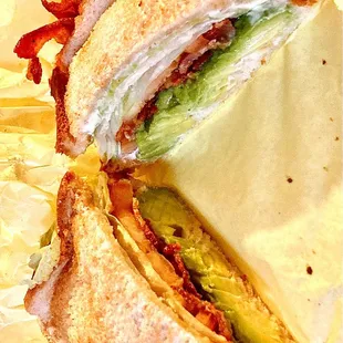 Bacon, lettuce, avocado, tomato. classic good.