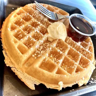 A large waffle with butter &amp; syrup. So nice.