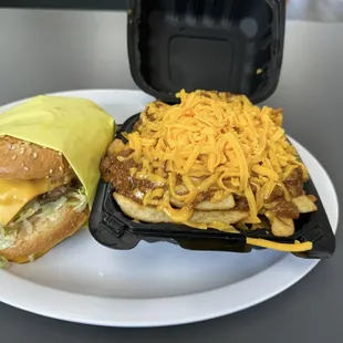 Super Burger and Chili Cheese Fries