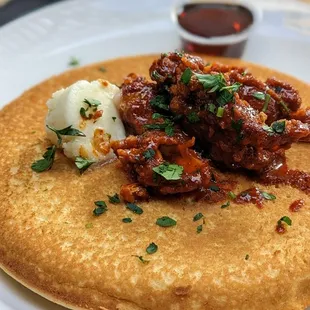 Chicken Cornbread Pancake Plate
