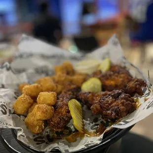 Nashville hot chicken with tots