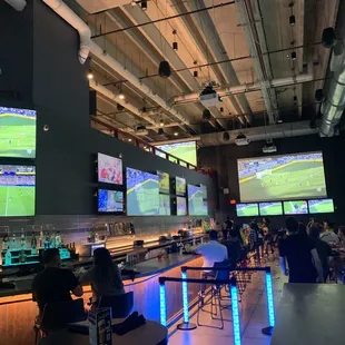 Inside bar to the right (there's seating up top too)