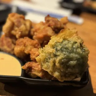 Chicken Karage and broccoli tempura