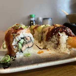 Dragon Roll and salmon lover roll