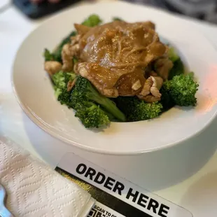 a plate of food with a qr code