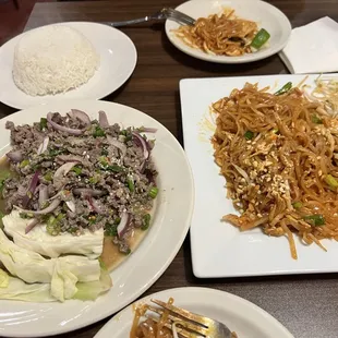 Pad Thai and beef larb