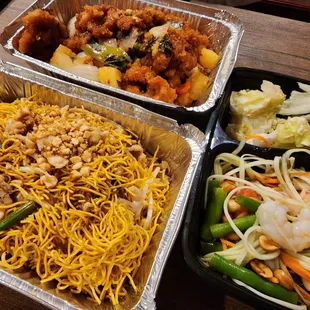 a variety of asian food