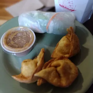 Appetizers: crab Rangoon's and rock roll