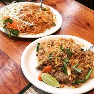 Pineapple Fried rice and Chicken Pad Thai