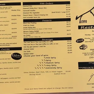 Updated menu